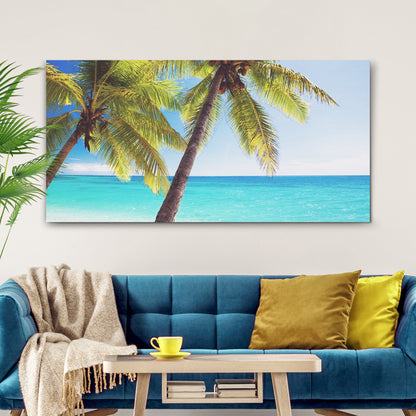 Coconut Trees By The Beach Canvas Wall Art
