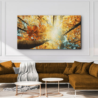 Ground View Autumn Trees Canvas Wall Art