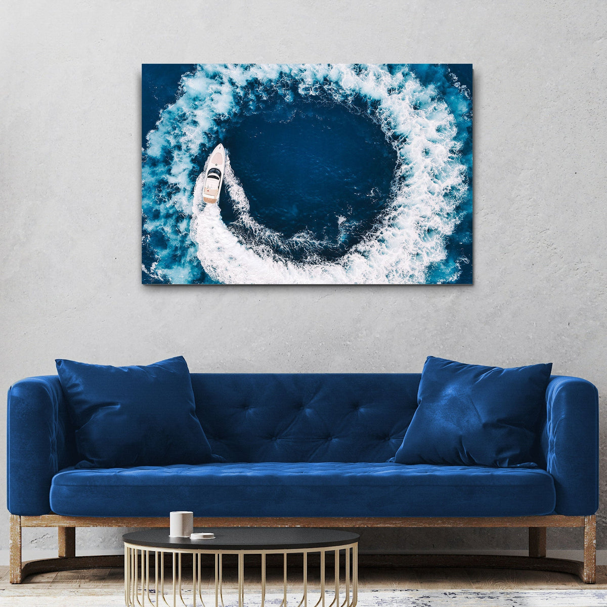 Boat Yacht In The Ocean Canvas Wall Art