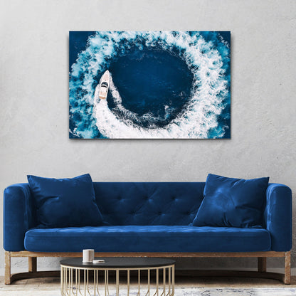 Boat Yacht In The Ocean Canvas Wall Art