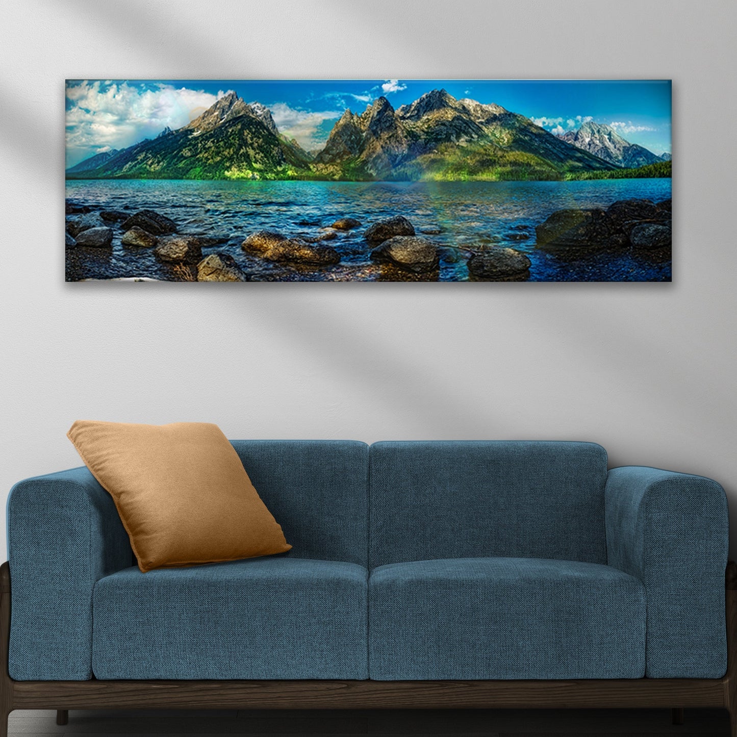 Lake By The Rocky Mountains Canvas Wall Art