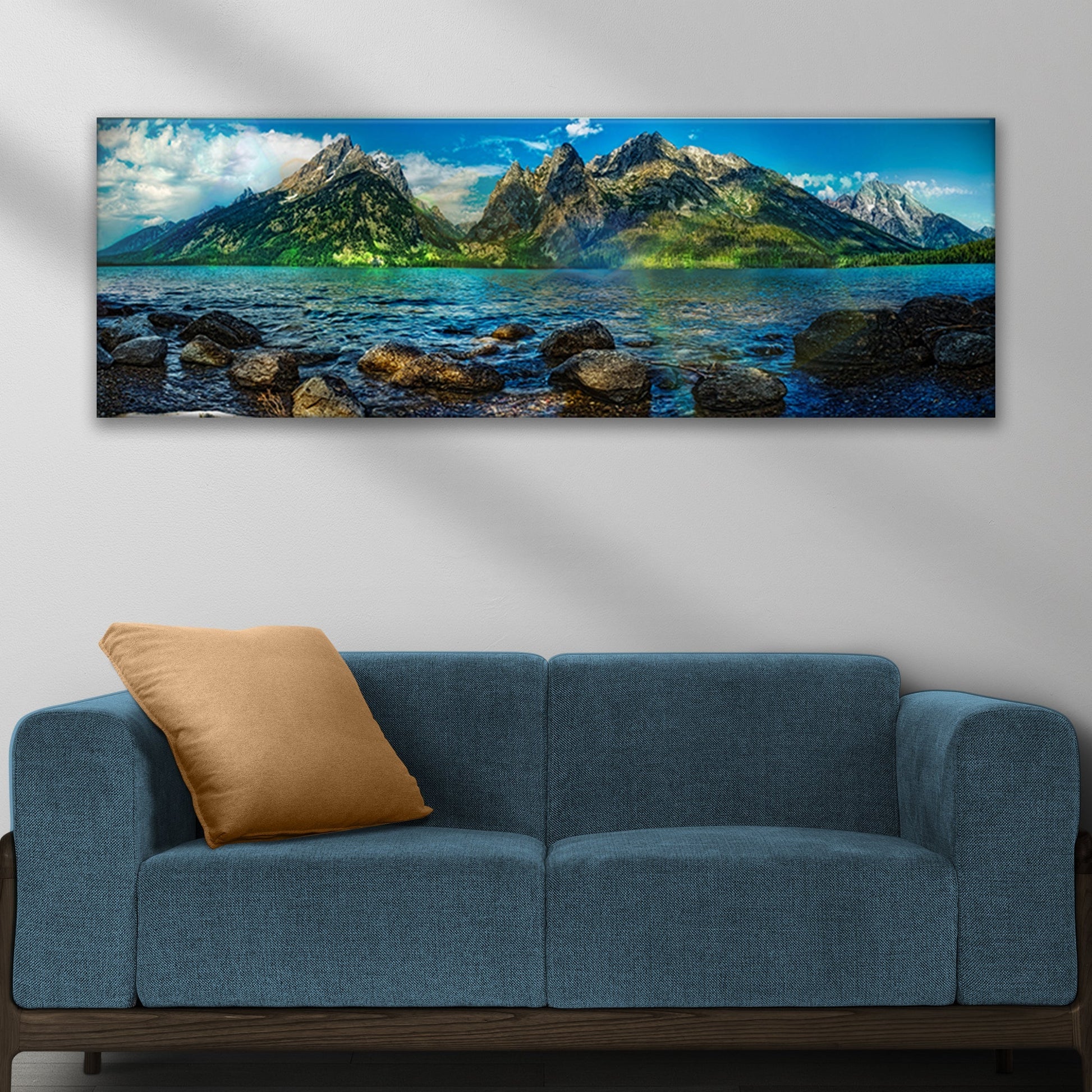 Lake By The Rocky Mountains Canvas Wall Art