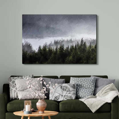 Into The Mist Among The Forest Canvas Wall Art