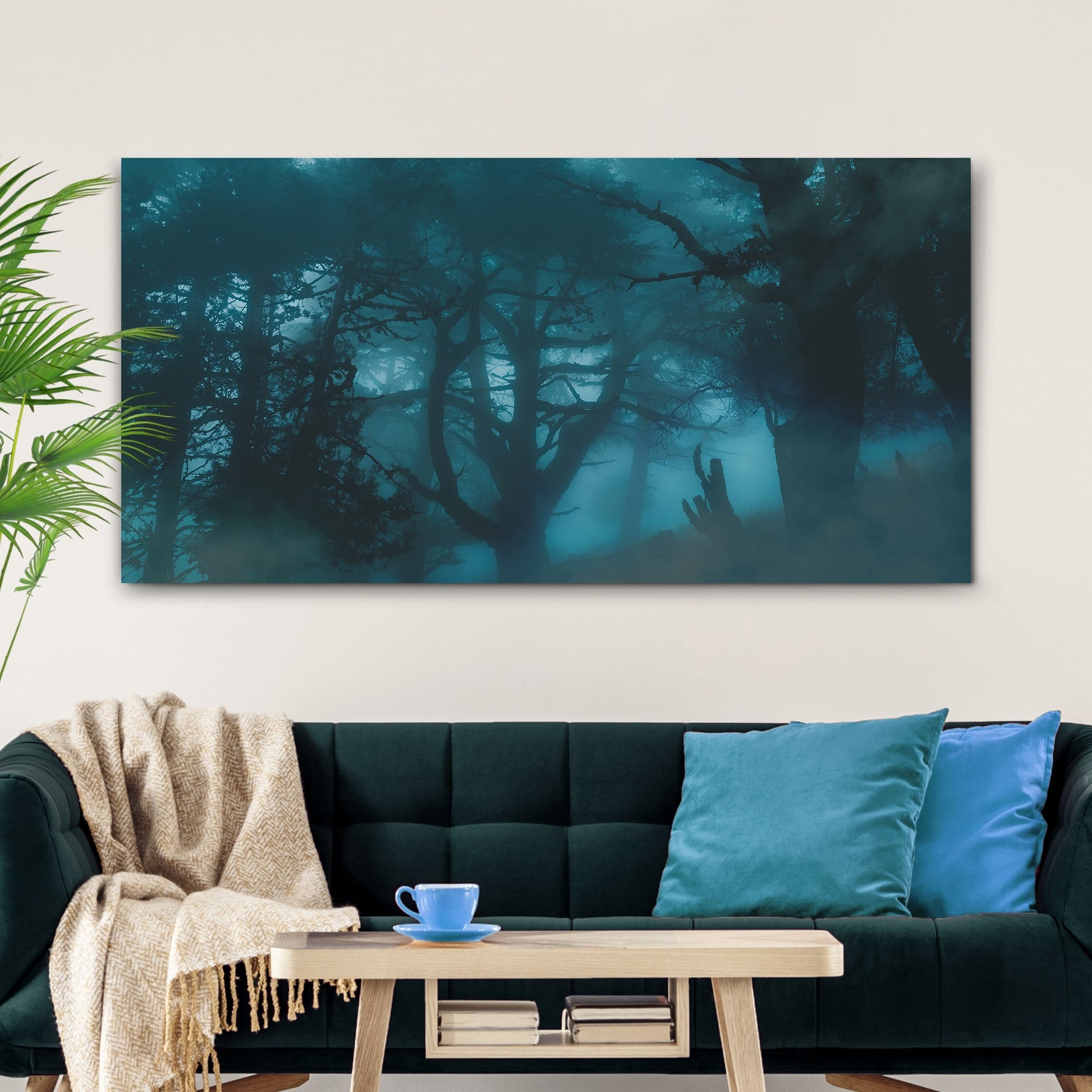 Eerie Foggy Forest Canvas Wall Art