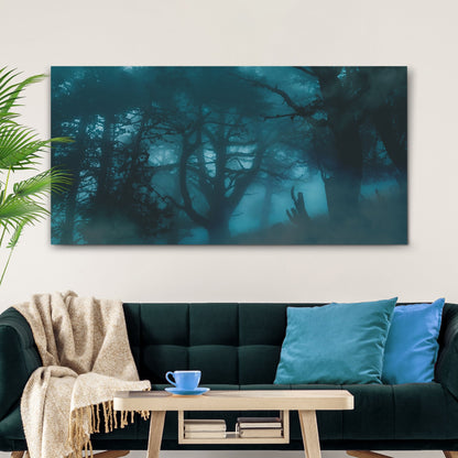 Eerie Foggy Forest Canvas Wall Art