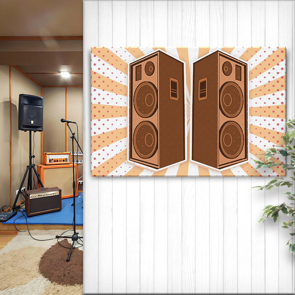 Music Equipment Speakers Retro Canvas Wall Art