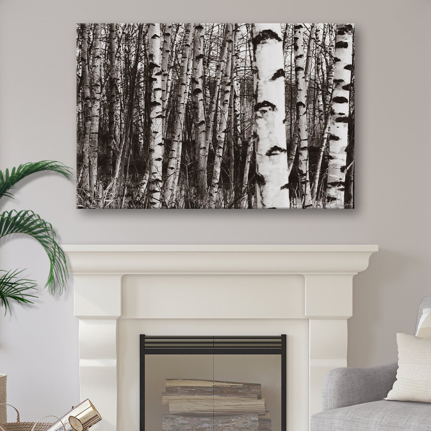 Grayscale Birch Tree Trunks Canvas Wall Art