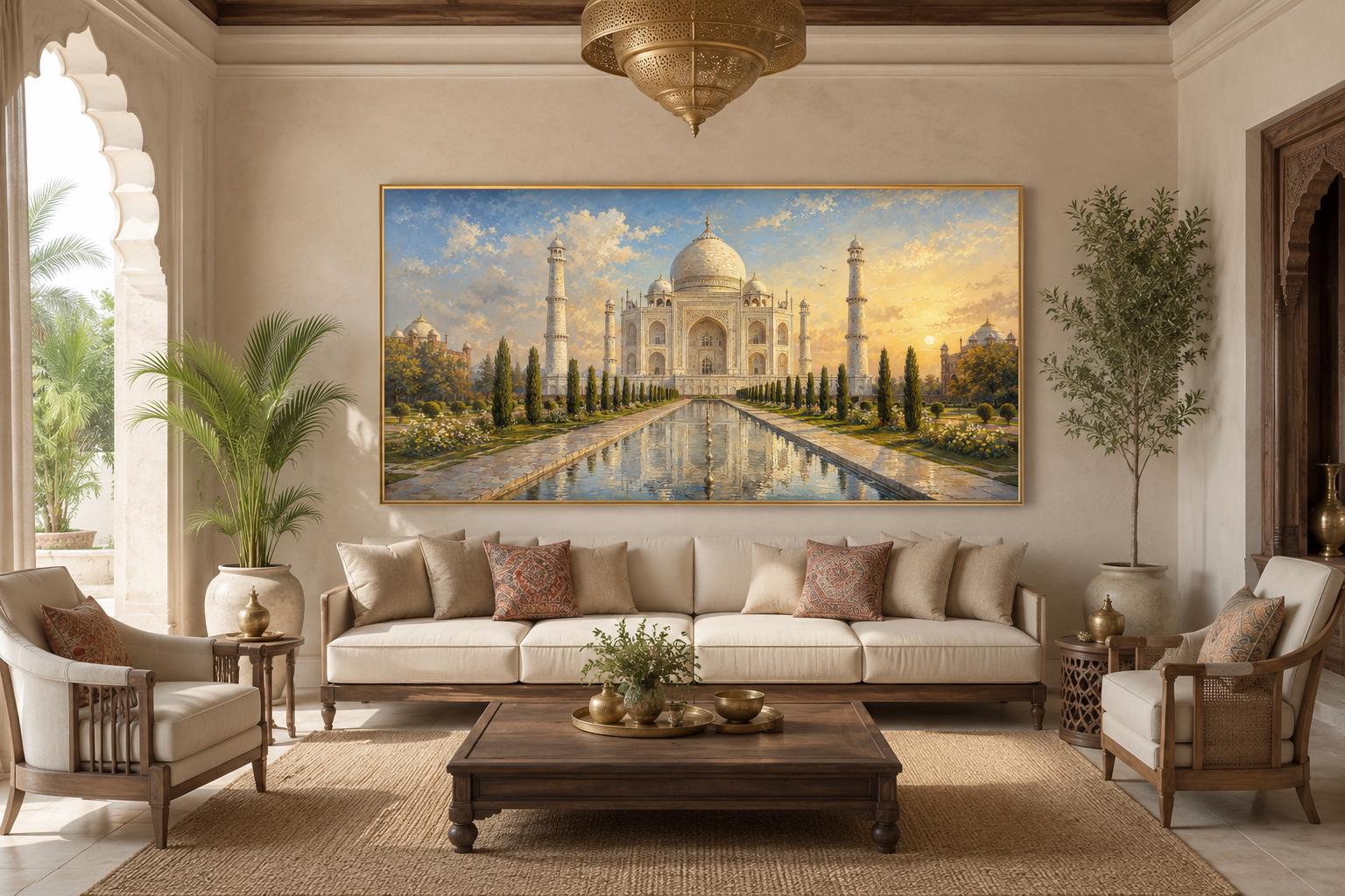 Taj Mahal at Sunrise Indian Canvas Wall Art