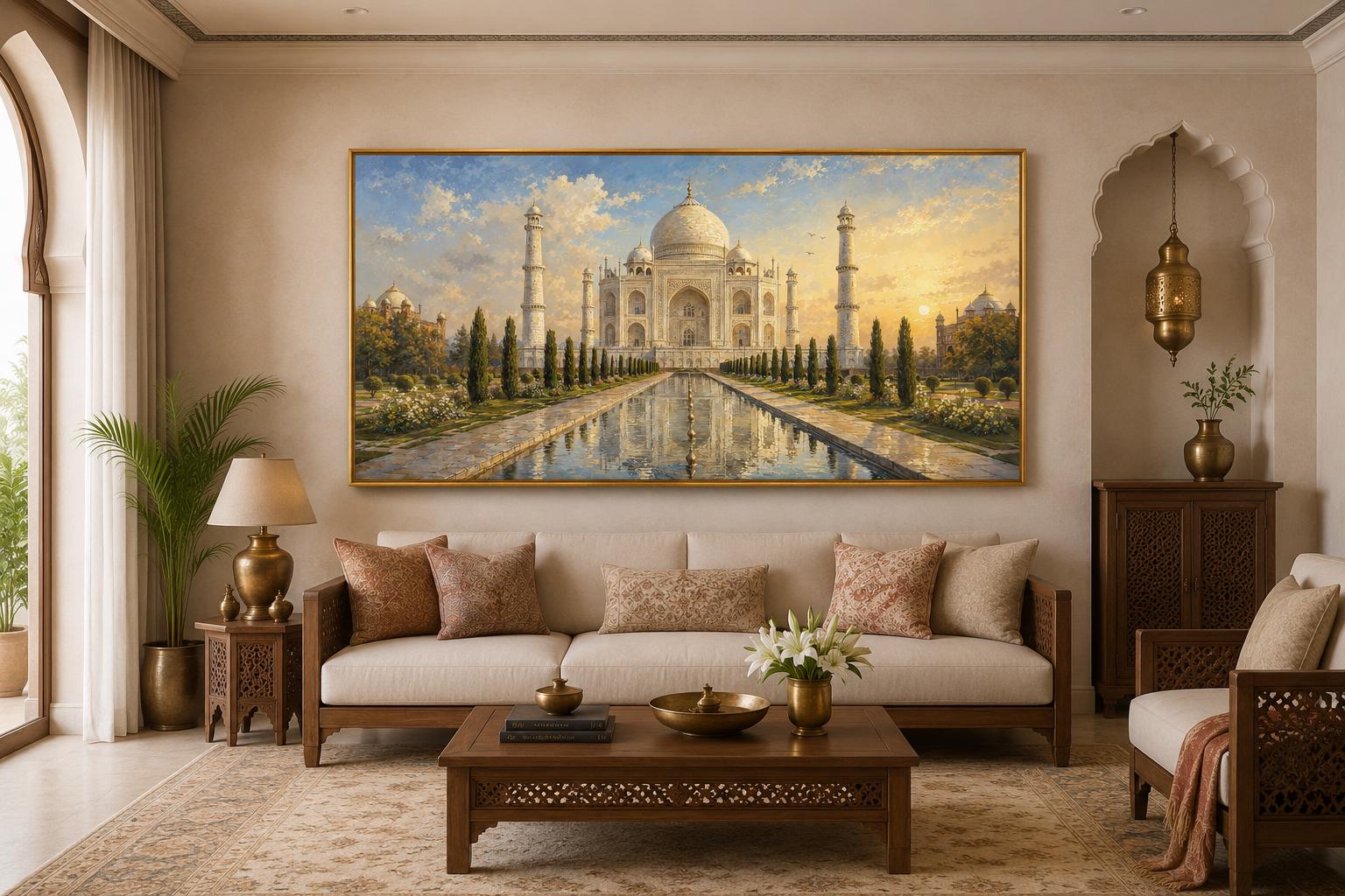 Taj Mahal at Sunrise Indian Canvas Wall Art