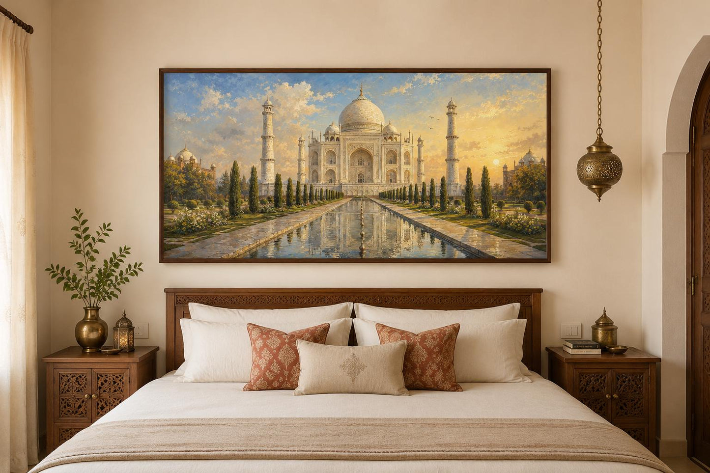 Taj Mahal at Sunrise Indian Canvas Wall Art