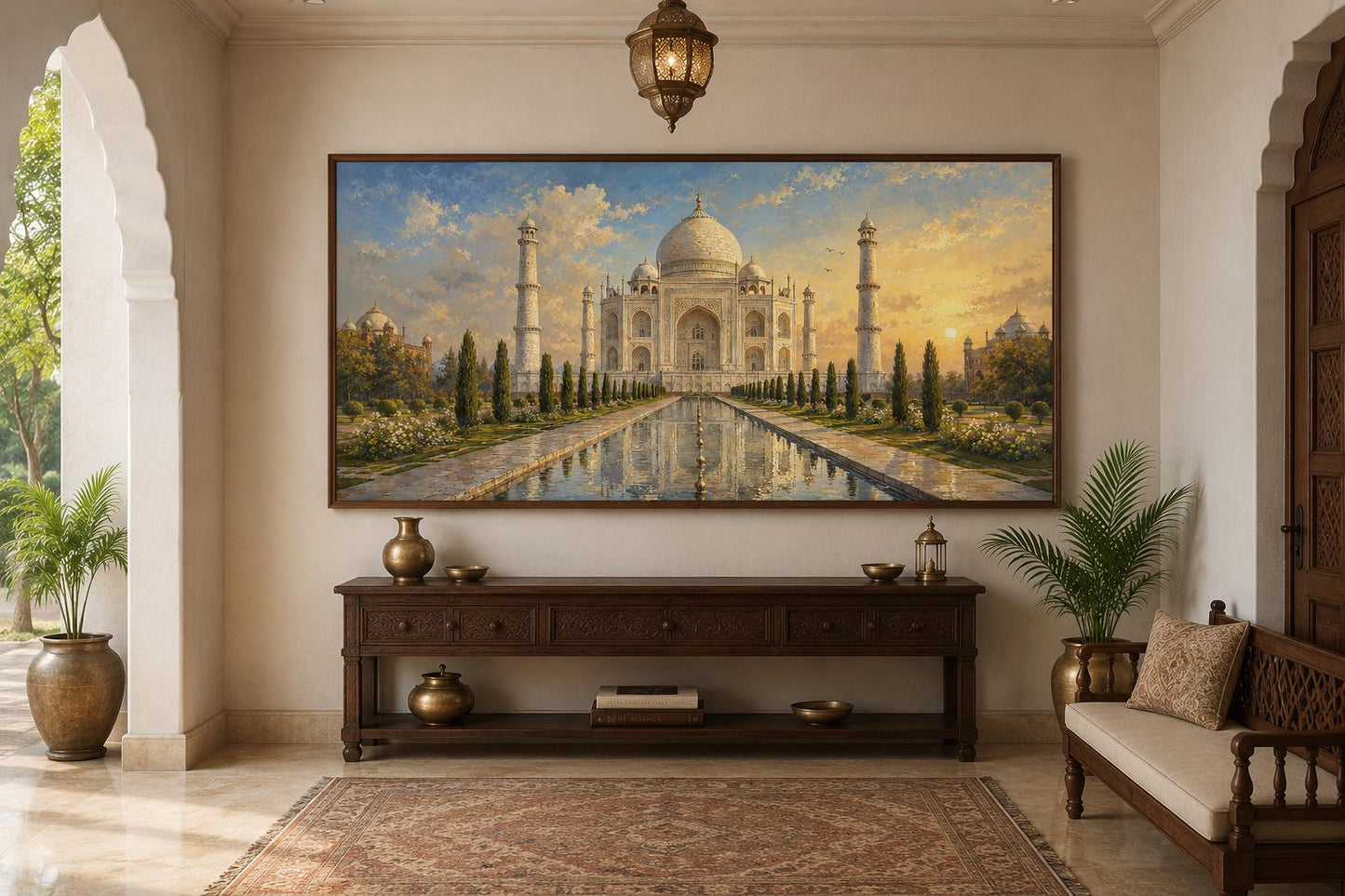 Taj Mahal at Sunrise Indian Canvas Wall Art