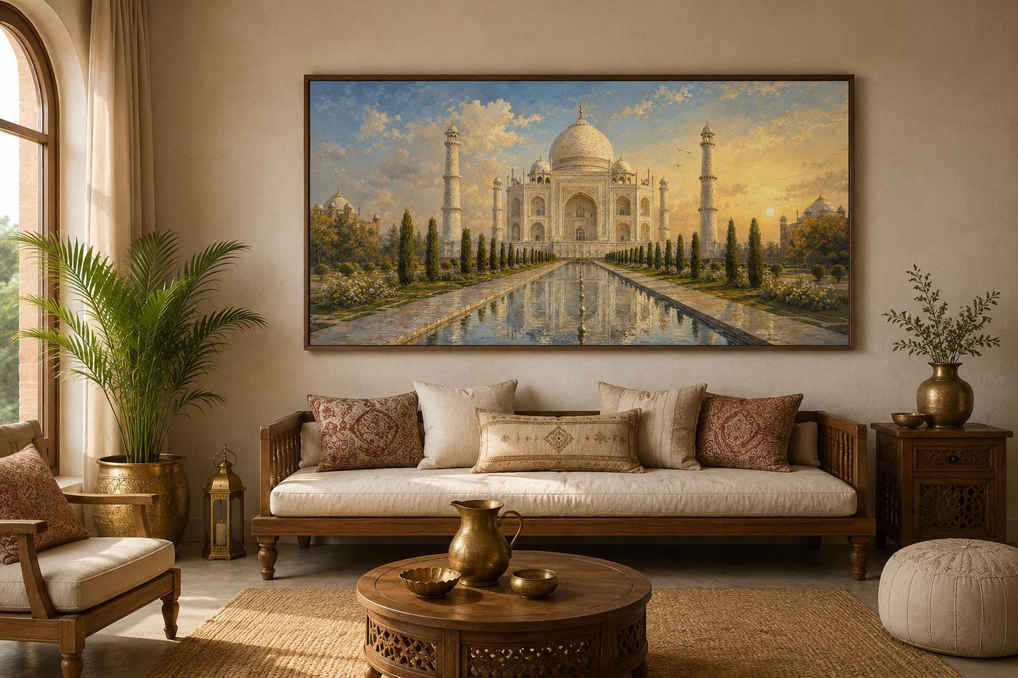Taj Mahal at Sunrise Indian Canvas Wall Art