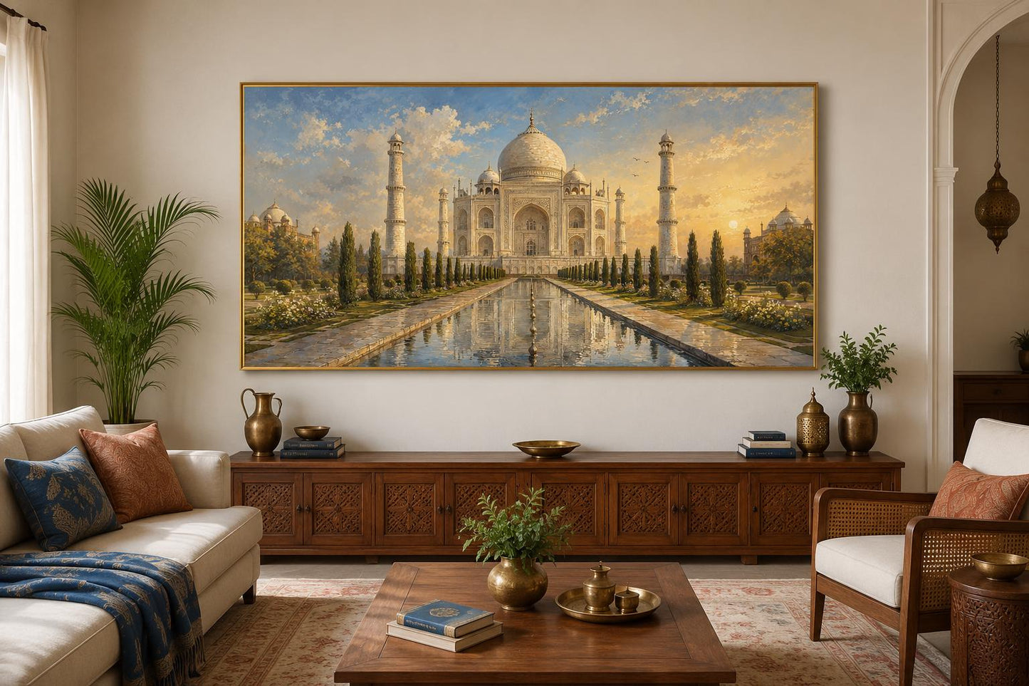Taj Mahal at Sunrise Indian Canvas Wall Art