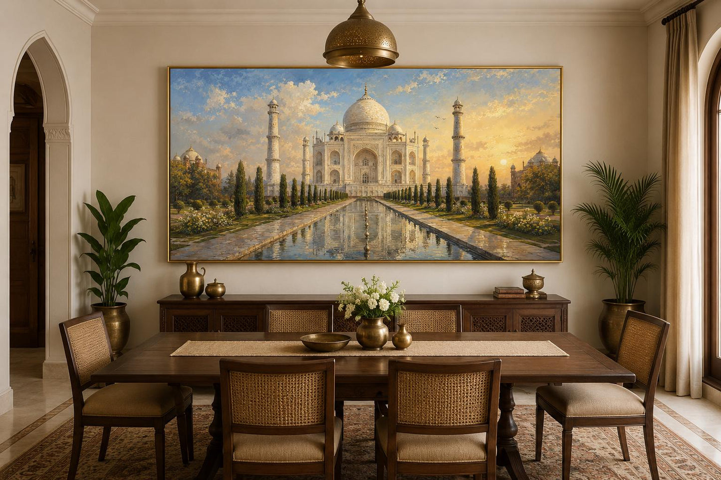 Taj Mahal at Sunrise Indian Canvas Wall Art