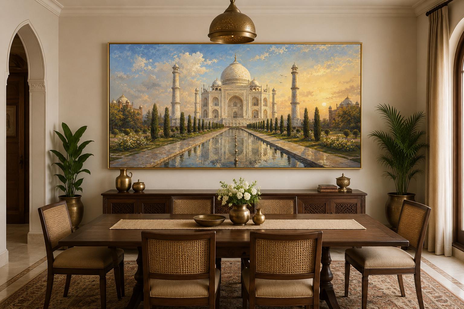 Taj Mahal at Sunrise Indian Canvas Wall Art