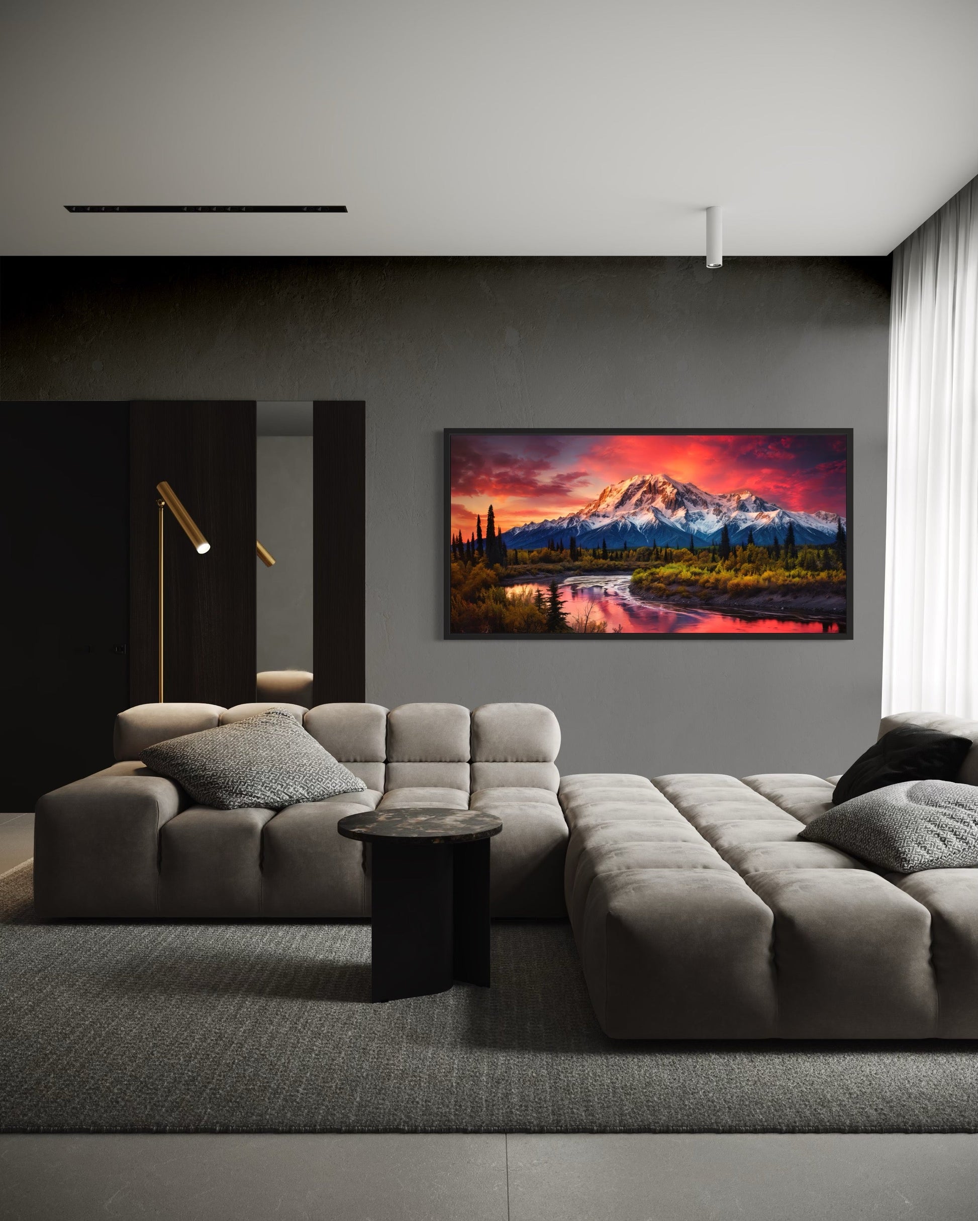 Talkeetna Mountains Wall Art - Framed Canvas Print | Rustic Cabin Decor