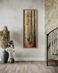 Tall Long Narrow Cabin Decor Watercolor Fir Trees Framed Canvas Wall Art