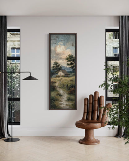 Tall Narrow Barn With Rustic Country Path Landscape Wall Art For Farmhouse Decor