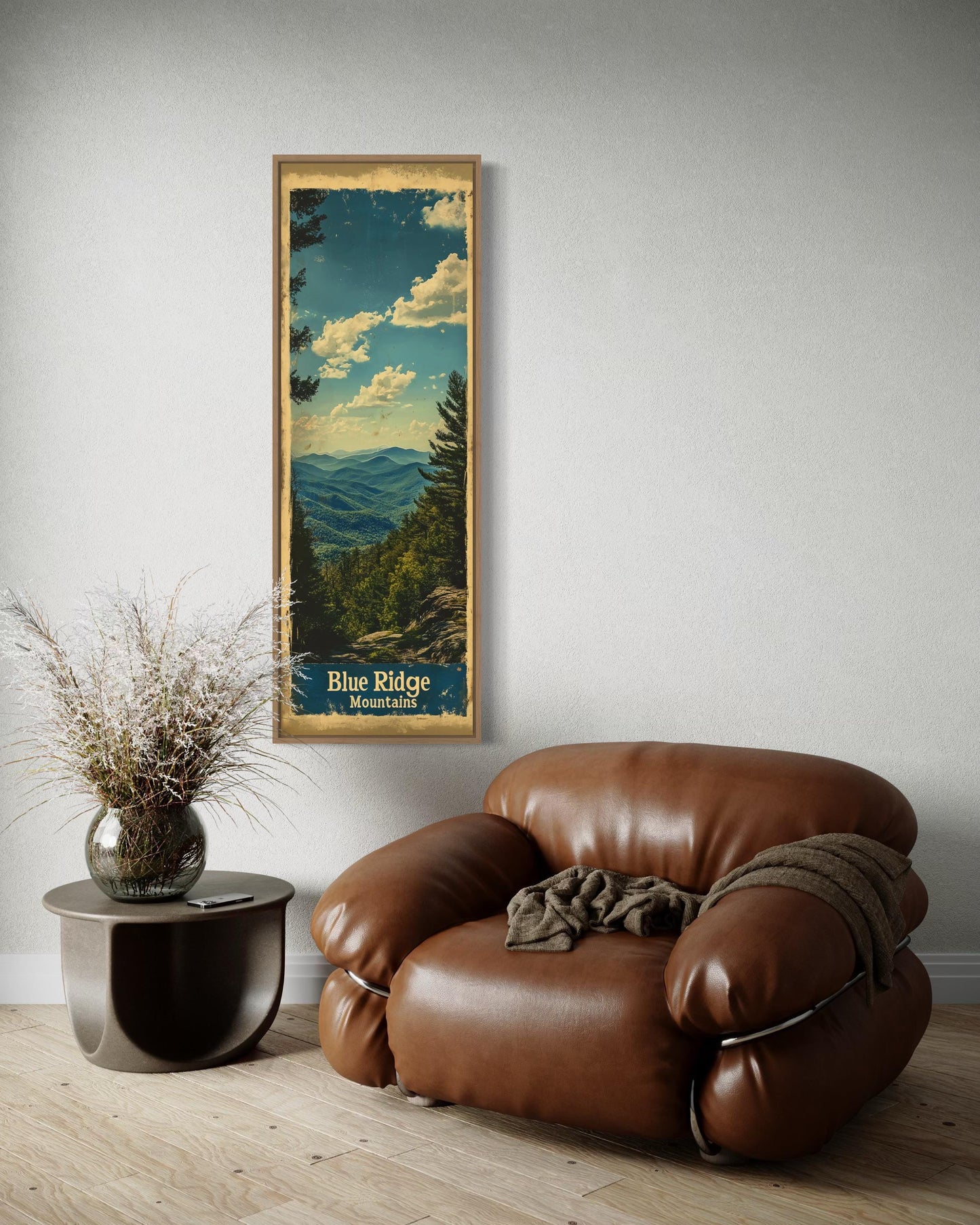 Tall Narrow Blue Ridge Mountains Vertical Travel Poster Canvas Wall Art