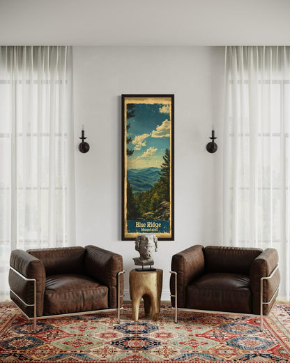 Tall Narrow Blue Ridge Mountains Vertical Travel Poster Canvas Wall Art