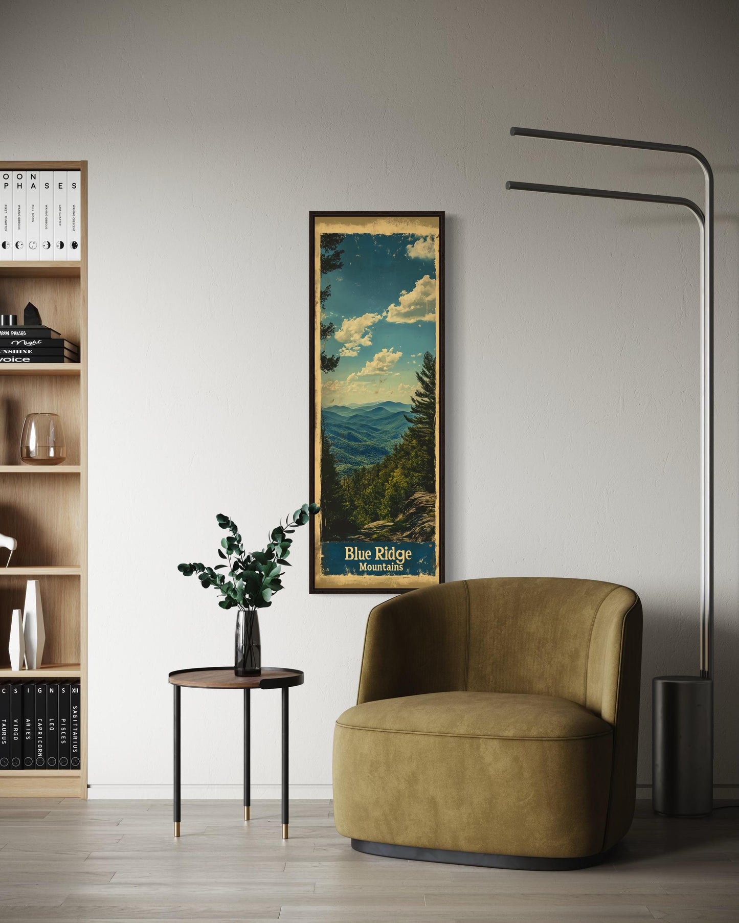 Tall Narrow Blue Ridge Mountains Vertical Travel Poster Canvas Wall Art