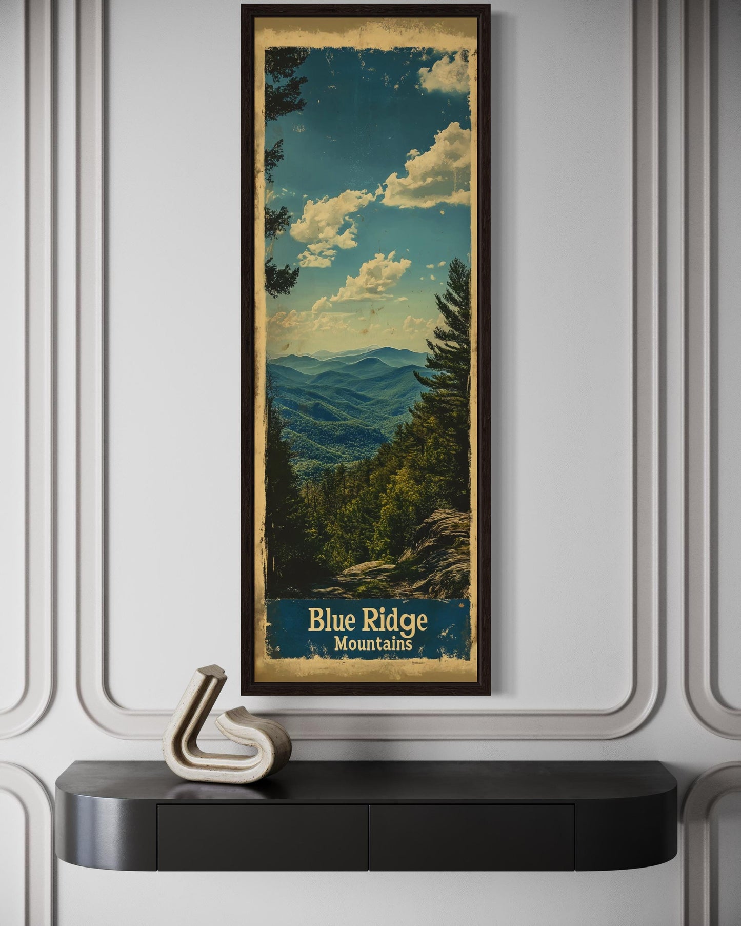 Tall Narrow Blue Ridge Mountains Vertical Travel Poster Canvas Wall Art