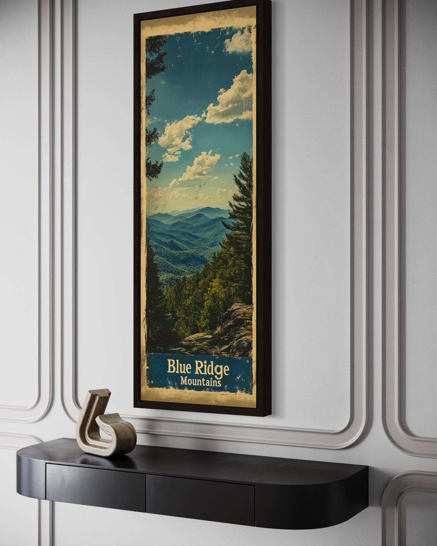 Tall Narrow Blue Ridge Mountains Vertical Travel Poster Canvas Wall Art
