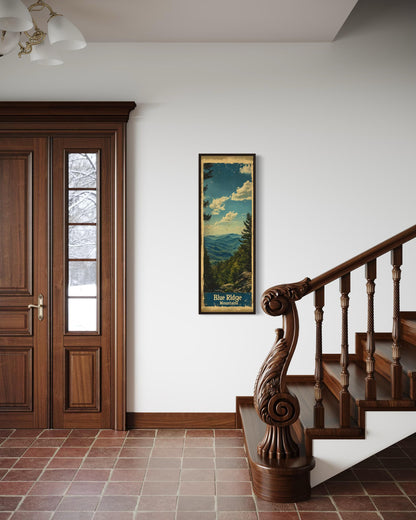 Tall Narrow Blue Ridge Mountains Vertical Travel Poster Canvas Wall Art