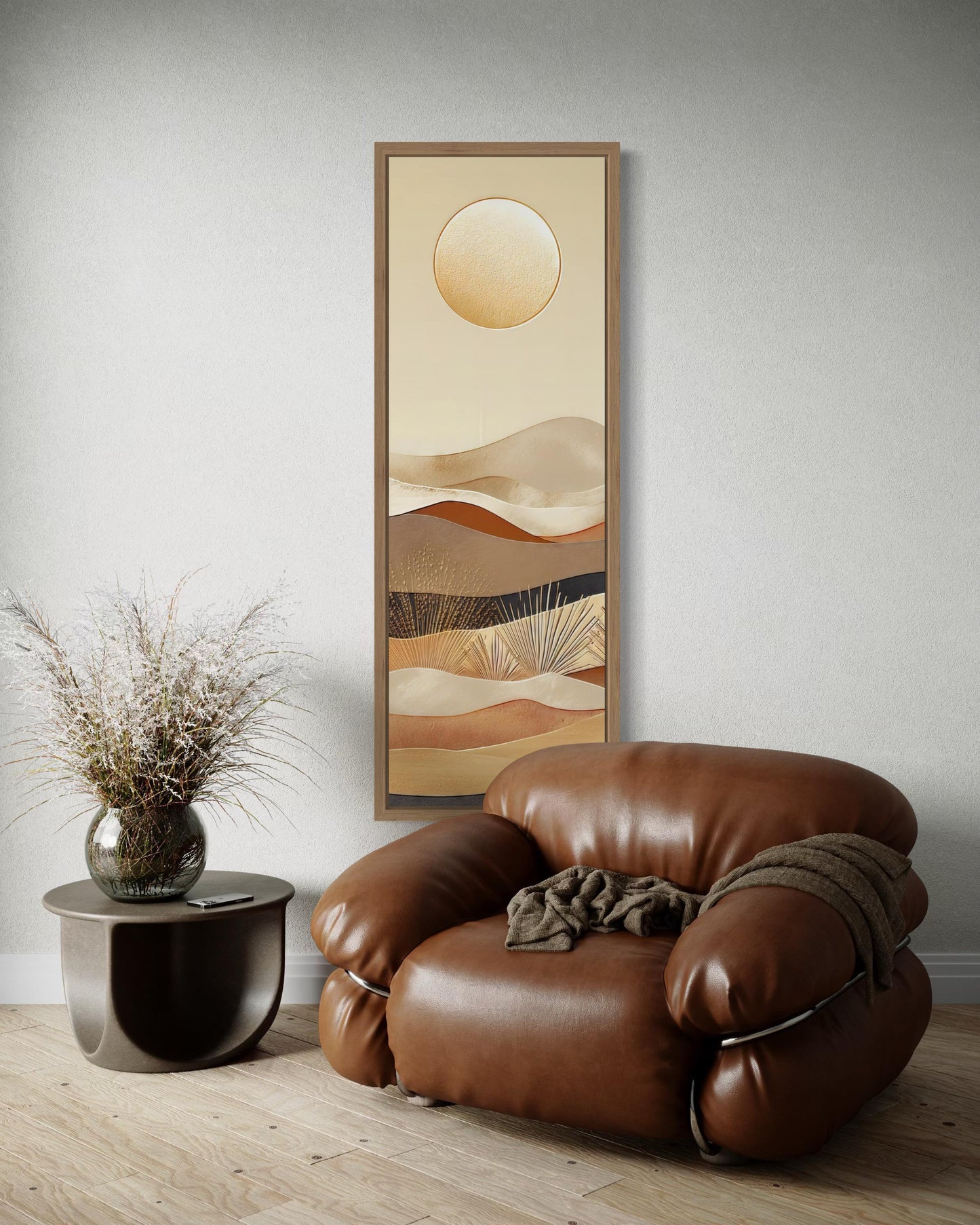 Tall Narrow Boho Desert And Sun Canvas Vertical Wall Art