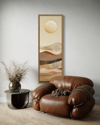 Tall Narrow Boho Desert And Sun Canvas Vertical Wall Art
