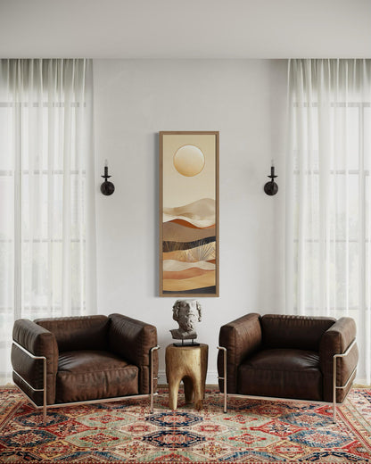 Tall Narrow Boho Desert And Sun Canvas Vertical Wall Art