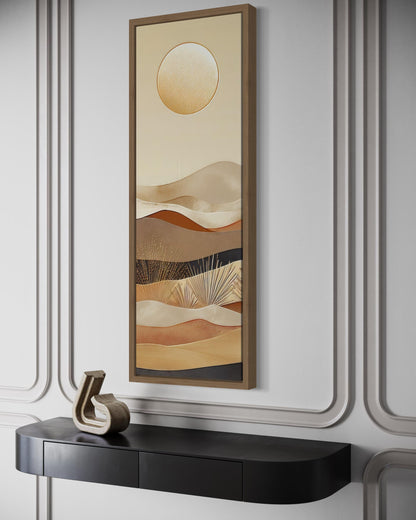 Tall Narrow Boho Desert And Sun Canvas Vertical Wall Art