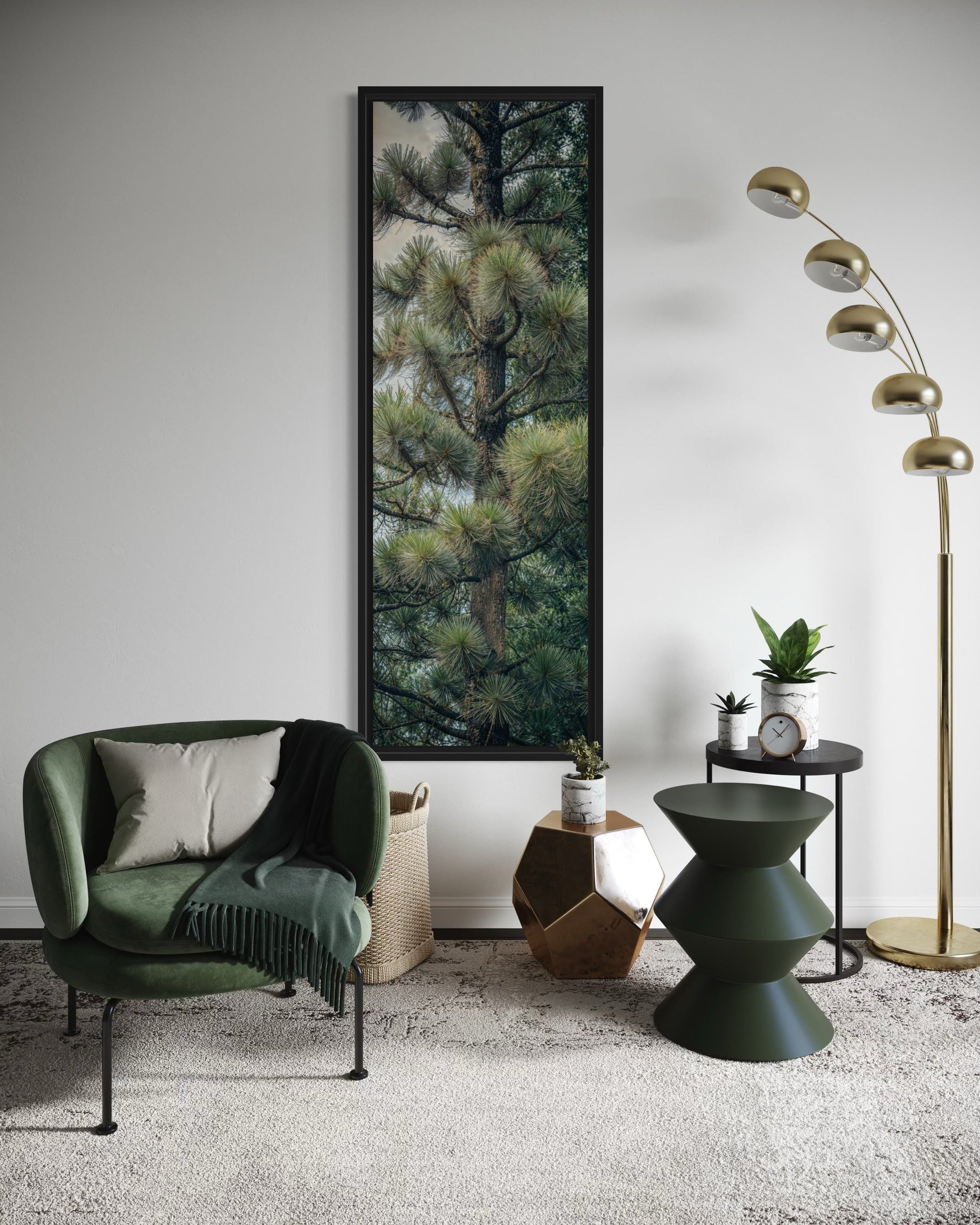 Tall Narrow Fir Tree Vertical Framed Canvas Wall Art