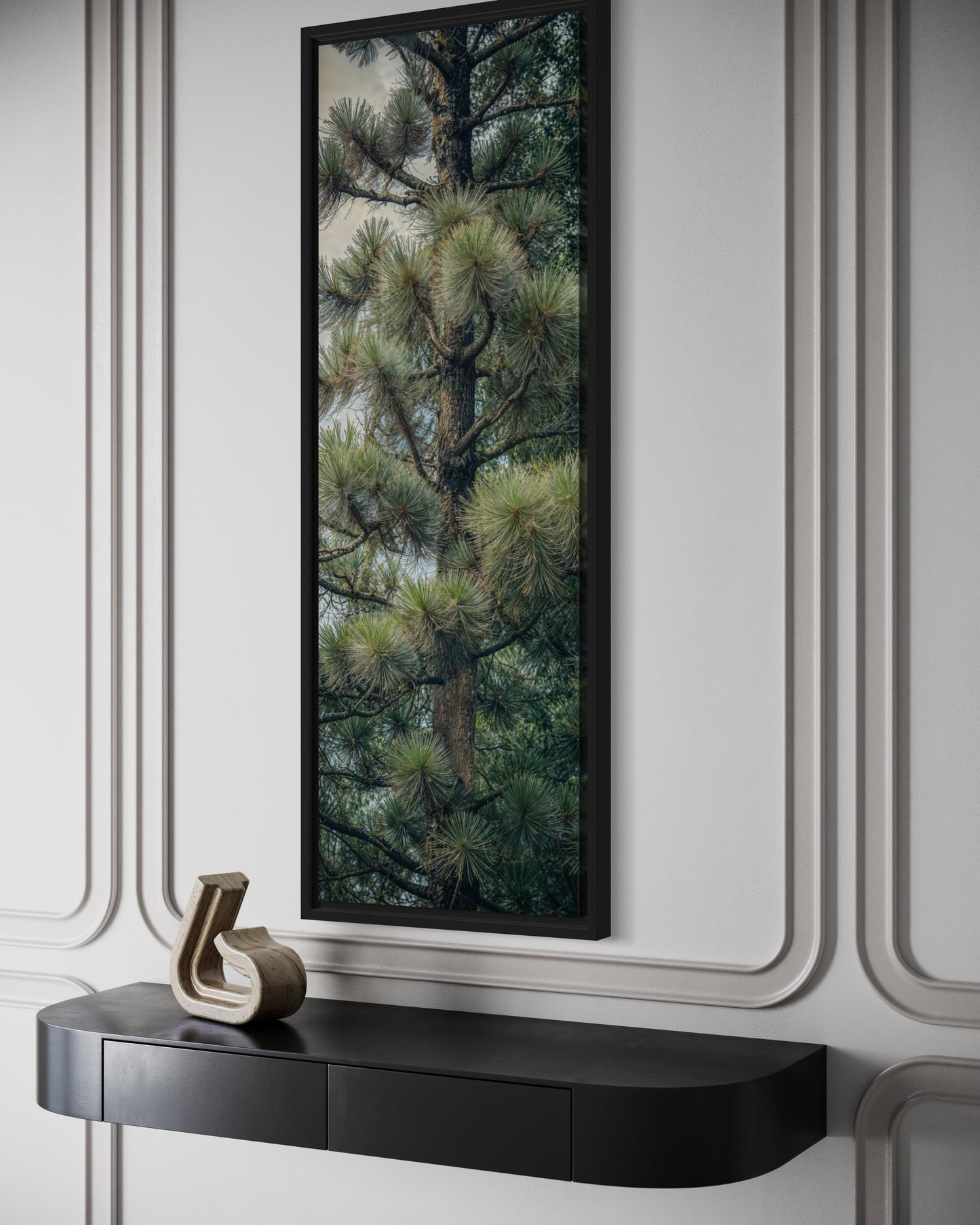 Tall Narrow Fir Tree Vertical Framed Canvas Wall Art