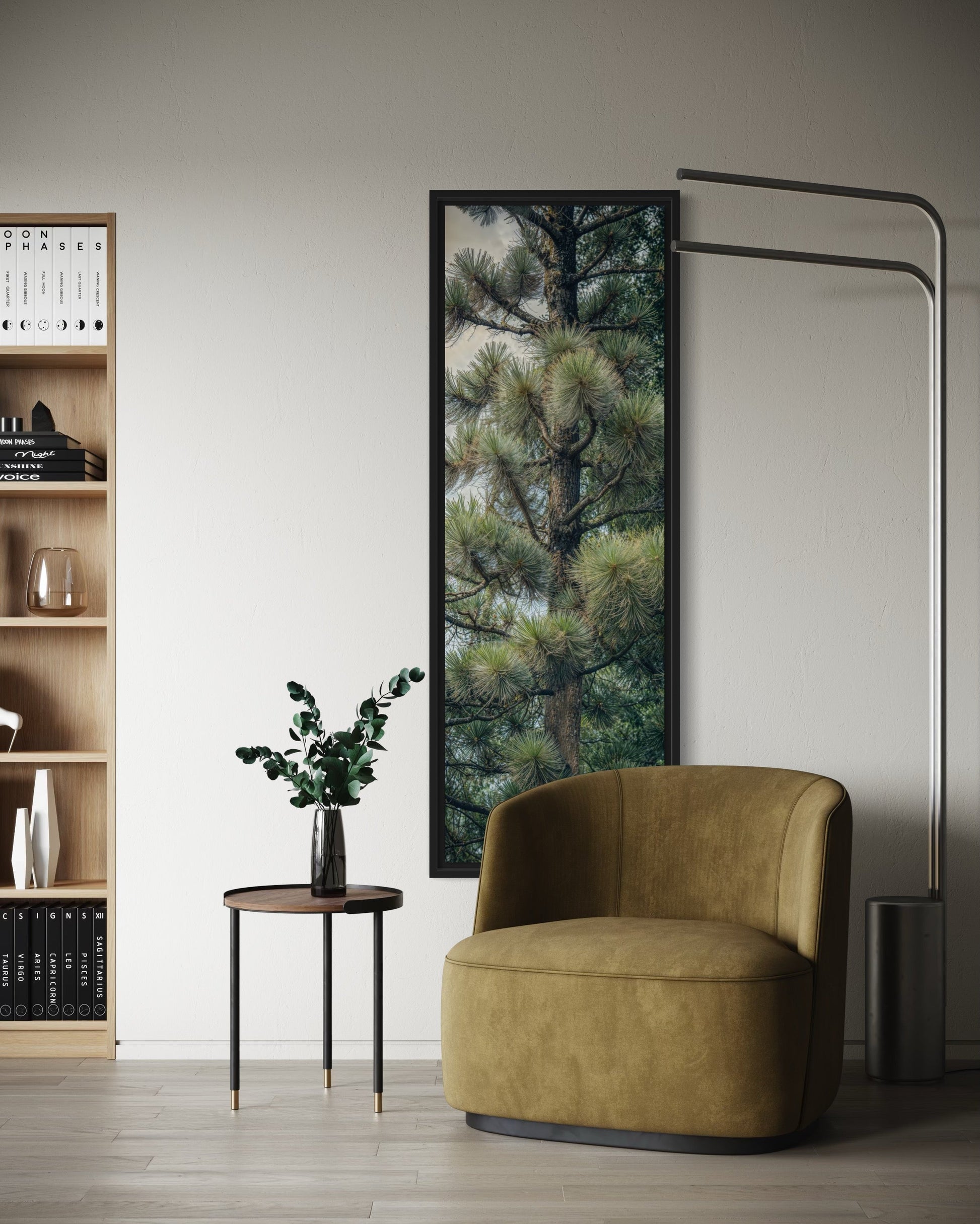 Tall Narrow Fir Tree Vertical Framed Canvas Wall Art