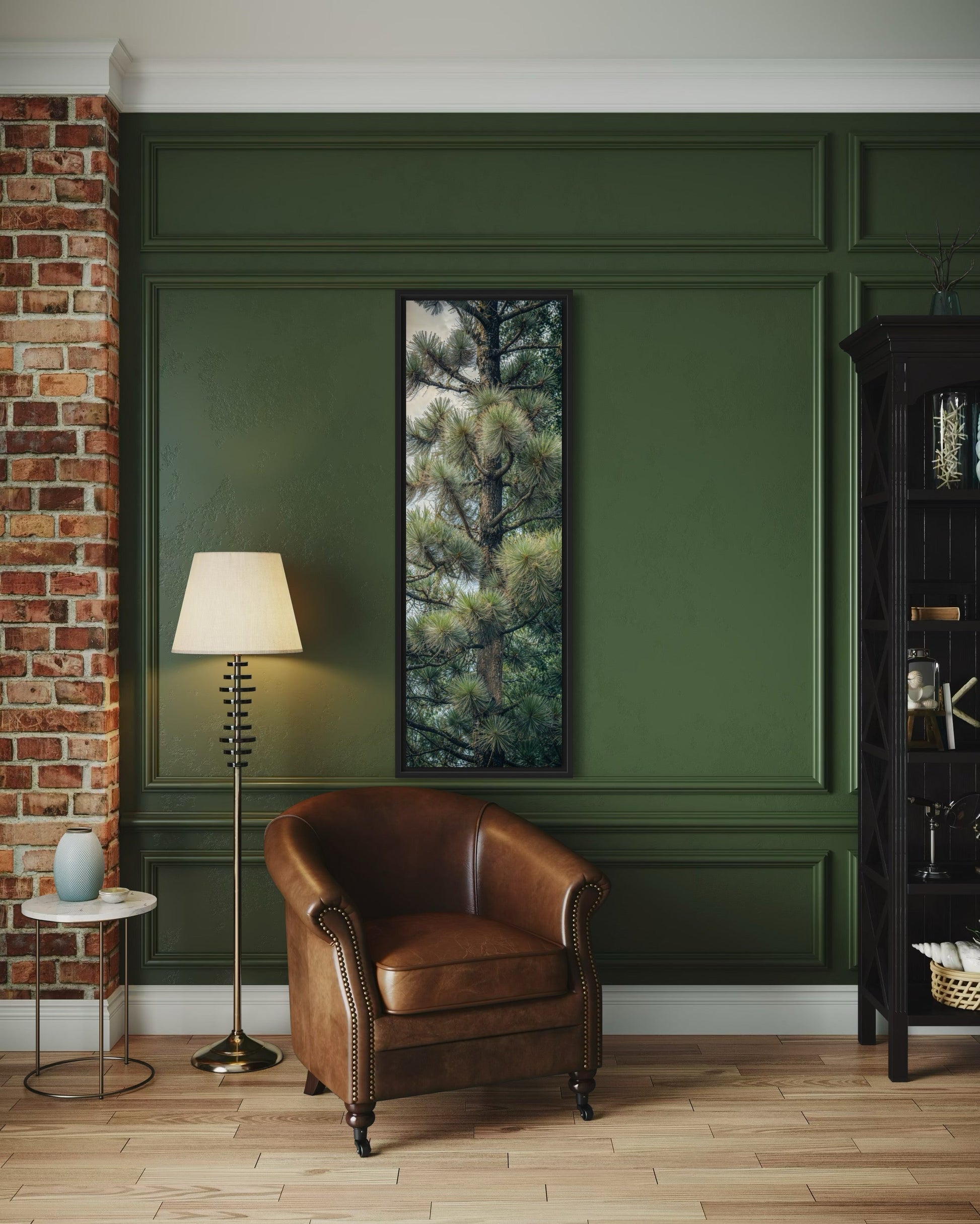 Tall Narrow Fir Tree Vertical Framed Canvas Wall Art