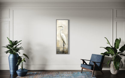 Tall Narrow Great Egret Vertical Wall Art