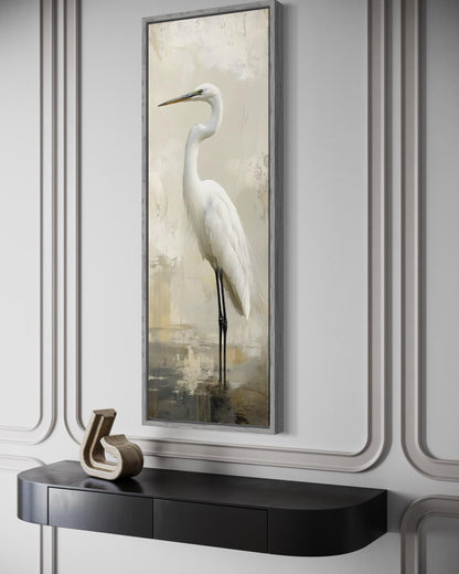 Tall Narrow Great Egret Vertical Wall Art