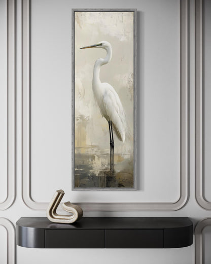 Tall Narrow Great Egret Vertical Wall Art