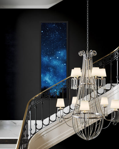Tall Narrow Milky Way Stars Navy Blue Vertical Framed Canvas Wall Art