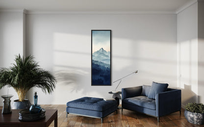Tall Narrow Navy Blue Mountain Vertical Canvas Wall Art