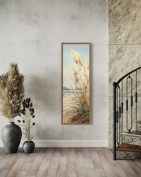 Tall Narrow Pampas Grass On The Beach Vertical Framed Canvas Wall Art