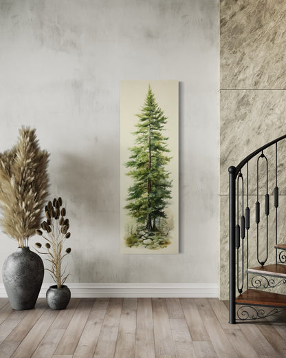 Tall Narrow Pine Tree Vertical Framed Canvas Wall Art