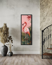 Tall Narrow Pink Flamingo Tropical Wall Art Vertical Canvas Print