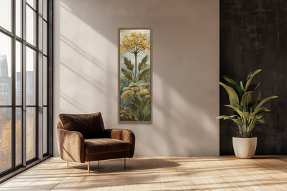 Tall Narrow Vertical Botanical Yellow Wildflower Canvas Wall Art