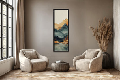 Tall Narrow Vertical Mountain Landscape Canvas Wall Art