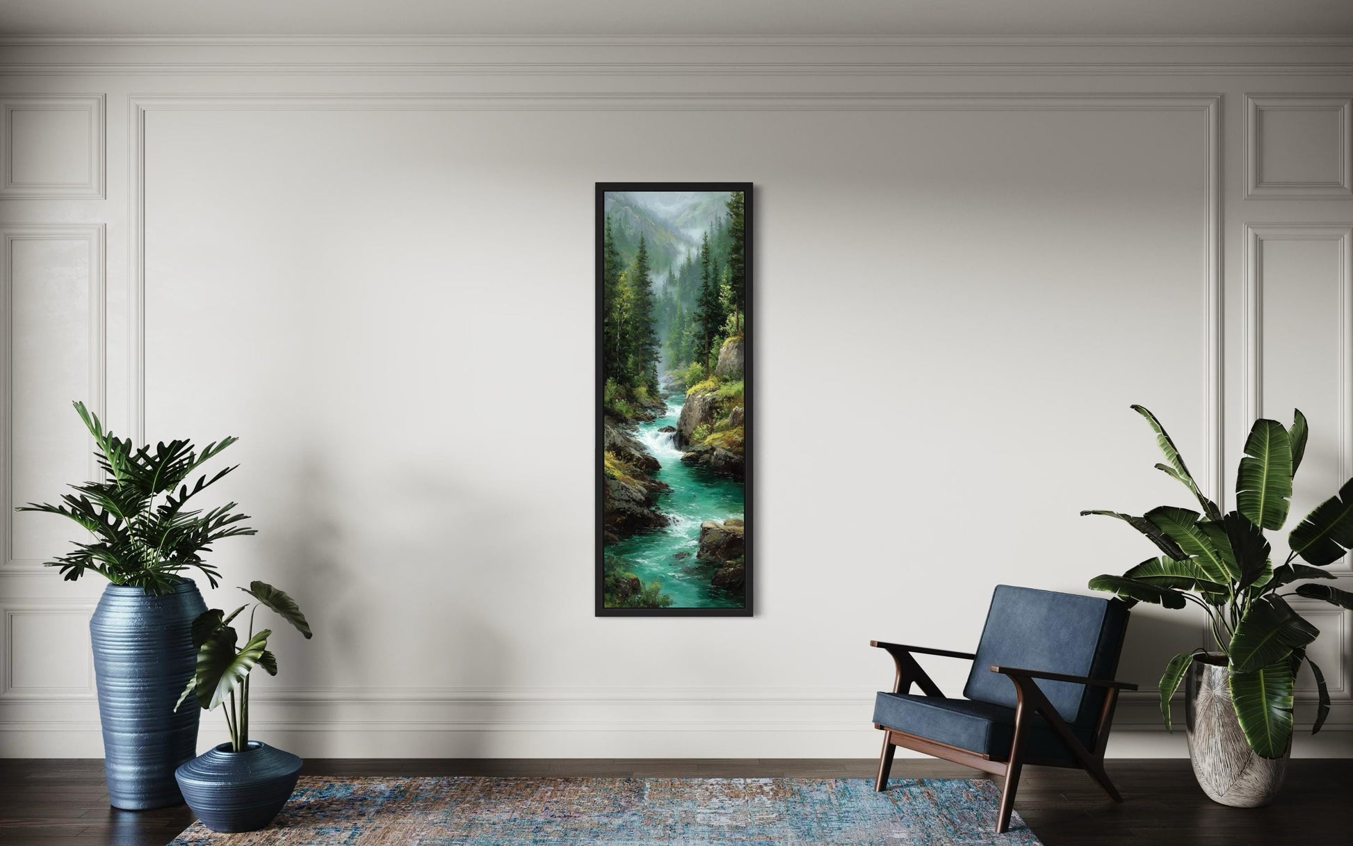 Tall Narrow Vertical Mountain River Canvas Print