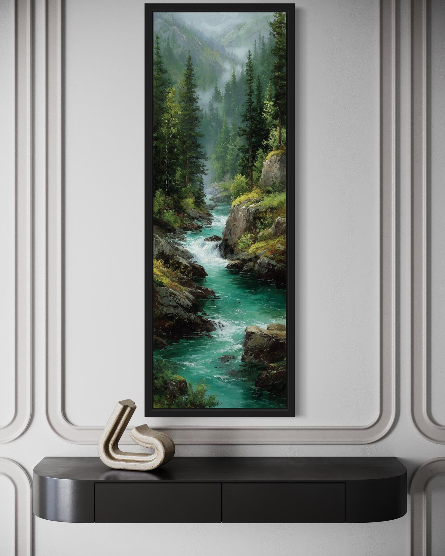 Tall Narrow Vertical Mountain River Canvas Print