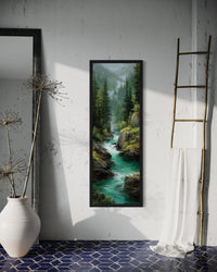 Tall Narrow Vertical Mountain River Canvas Print