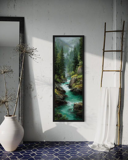 Tall Narrow Vertical Mountain River Canvas Print